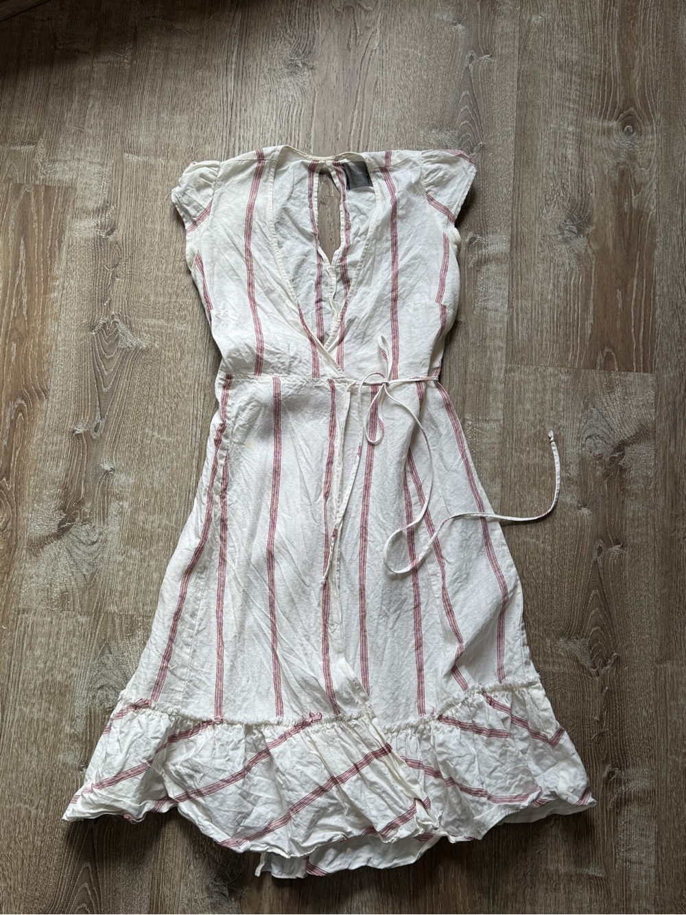 Reformation White Midi Dress with Pink Stripes